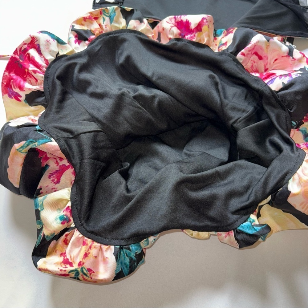 Speechless Black Floral Bubble Dress with Sheer Detail - Picture 9 of 10